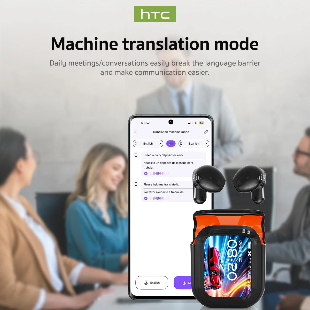 HTC NE20 Bluetooth 6.0 Translator Earphones – Waterproof Wireless Headphones with Long Battery Life