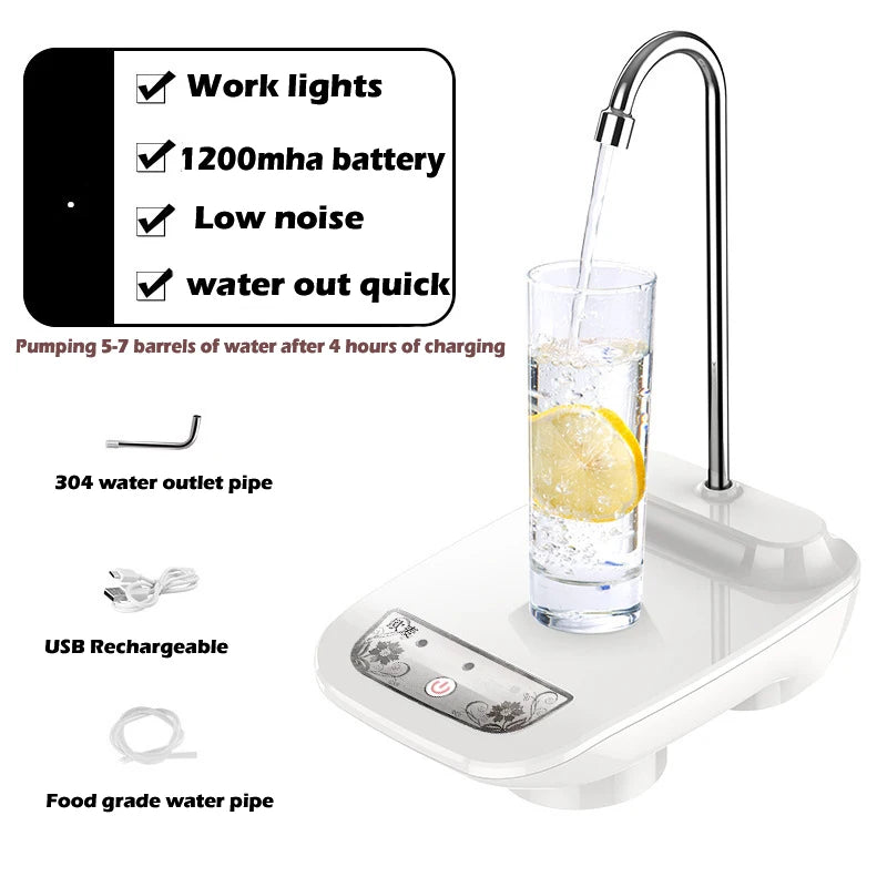 USB Rechargeable Electric Water Pump – Portable Automatic Dispenser for Home & Office