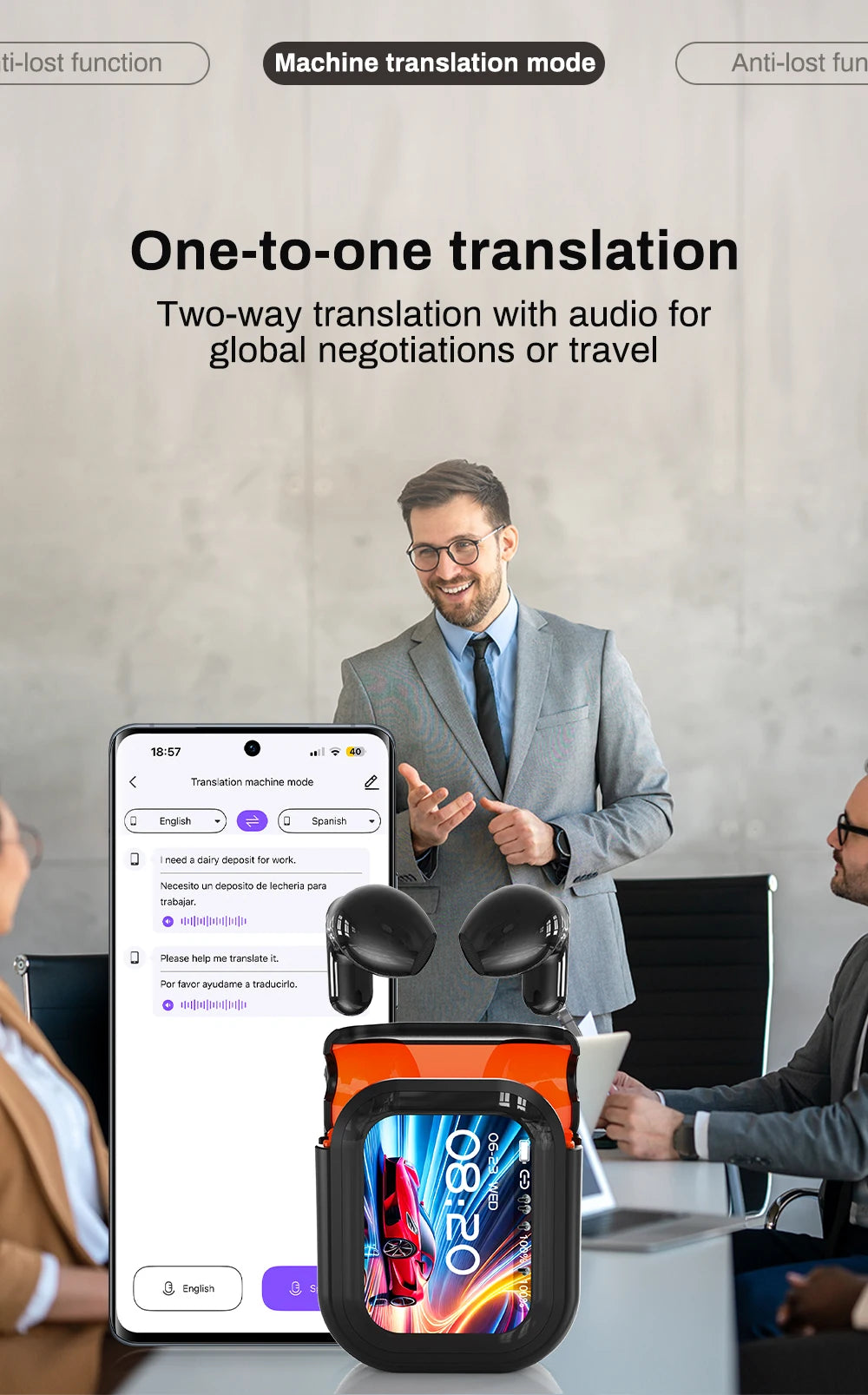 HTC NE20 Bluetooth 6.0 Translator Earphones – Waterproof Wireless Headphones with Long Battery Life